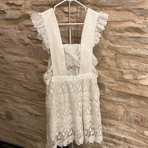 self portrait frilled a line dress in white size 14 us 10
